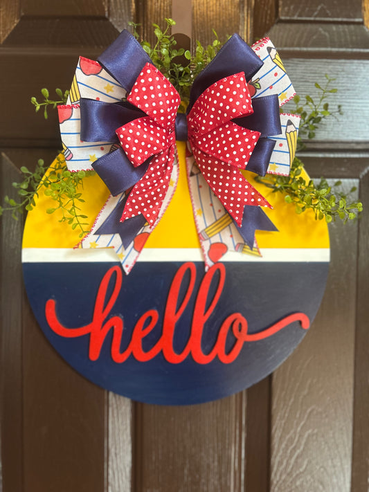 "Hello" School Days Door Hanger