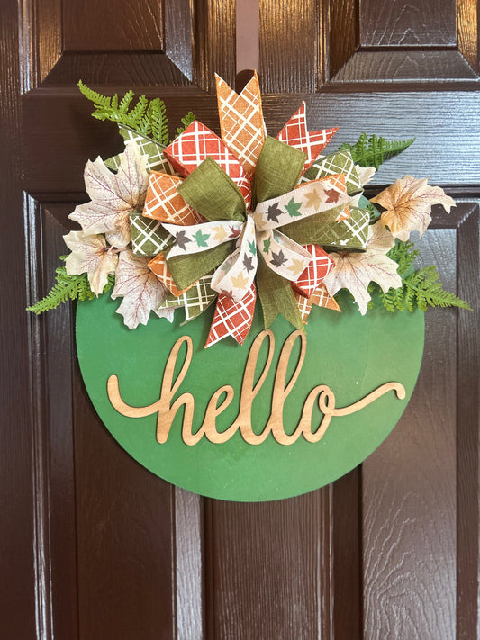 "Hello" Fern Green Door Hanger