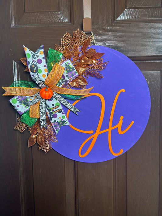 "Hi" Purple Halloween Door Hanger