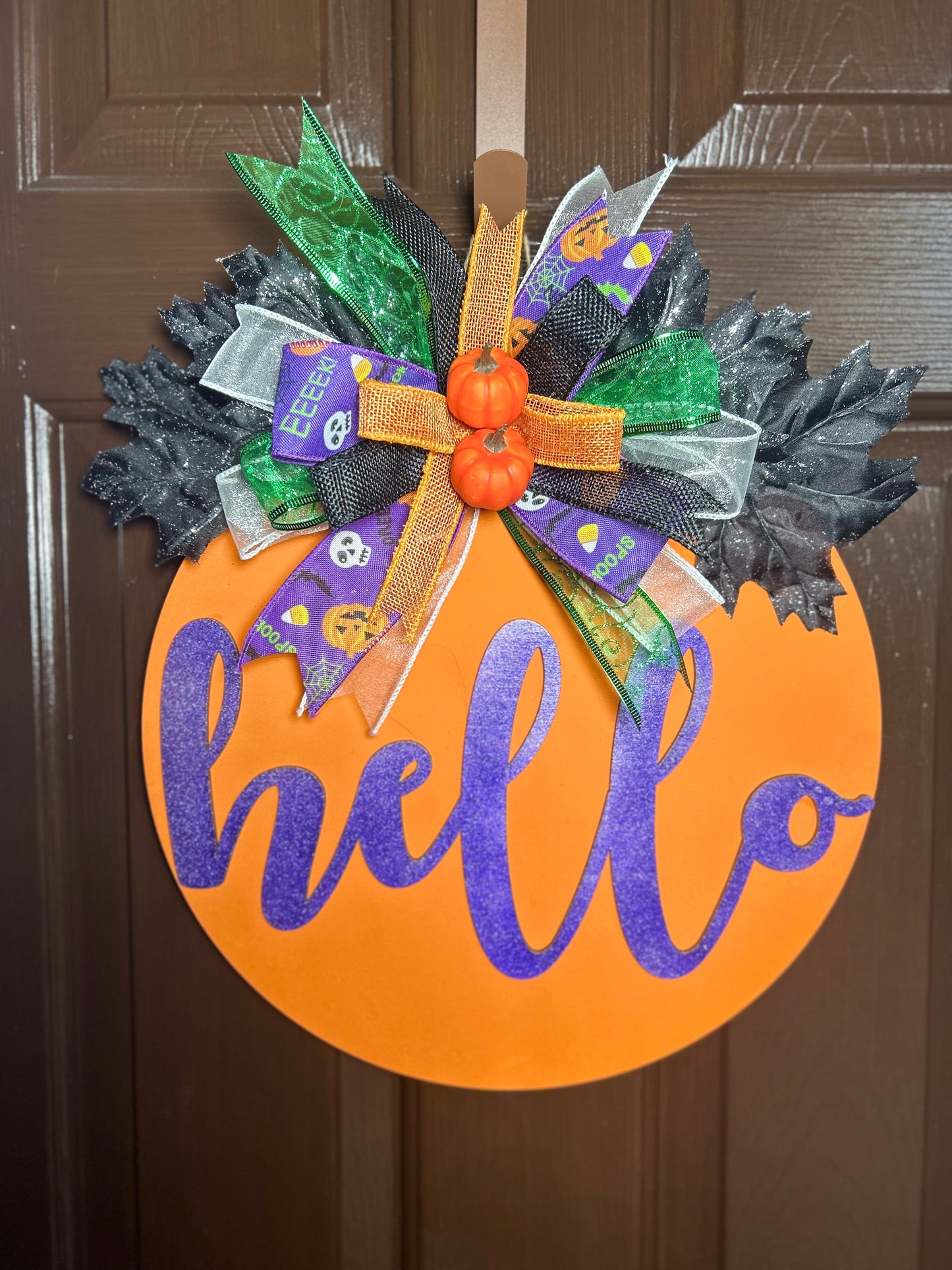 "Hello" Orange Halloween Door Hanger
