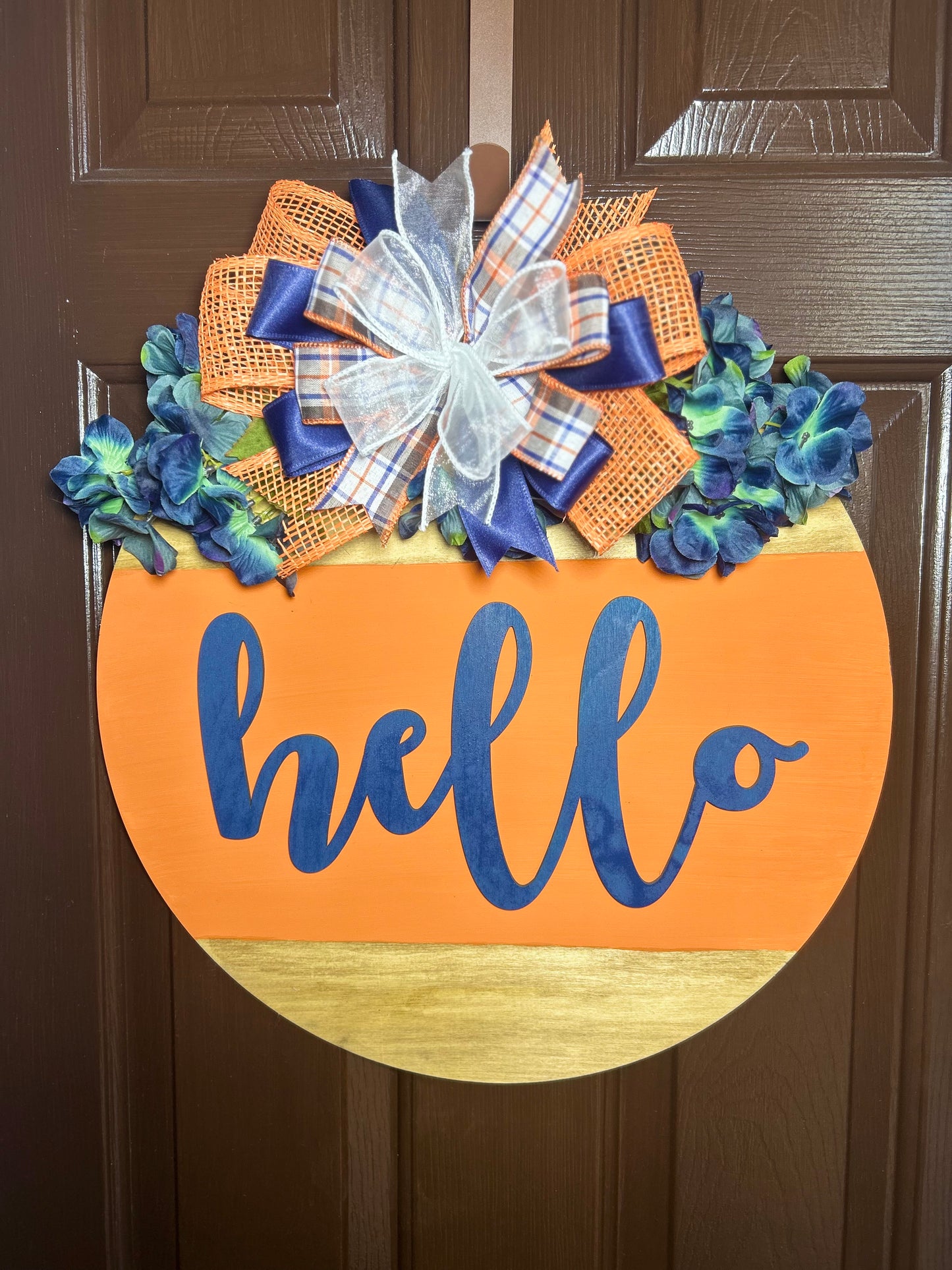 "Hi" Orange and Blue Door Hanger (Large - 18")