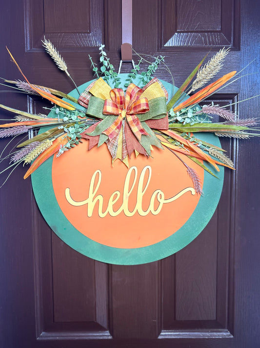 "Hello" Pumpkin Spice Door Hanger (Large - 18")