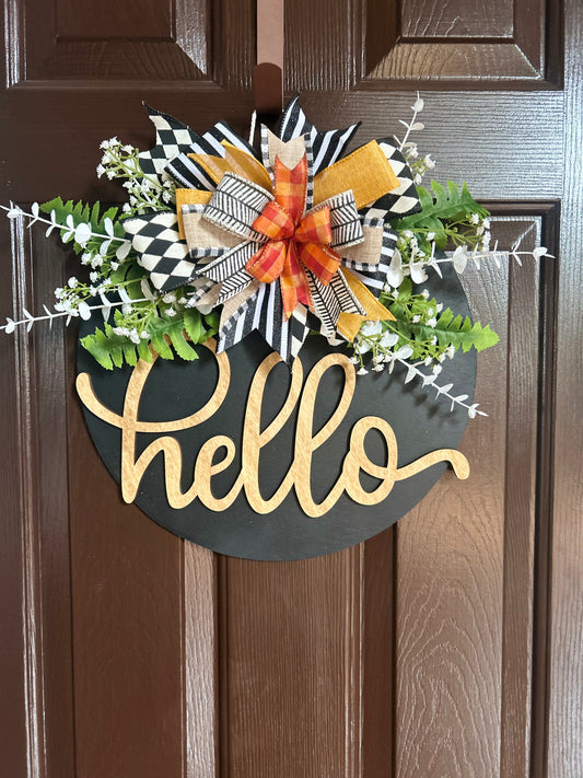 Checks and Stripes Black Door Hanger