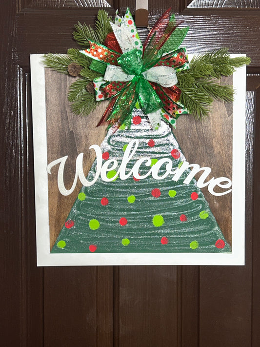 "Welcome" Christmas Tree Square Door Hanger (Copy)