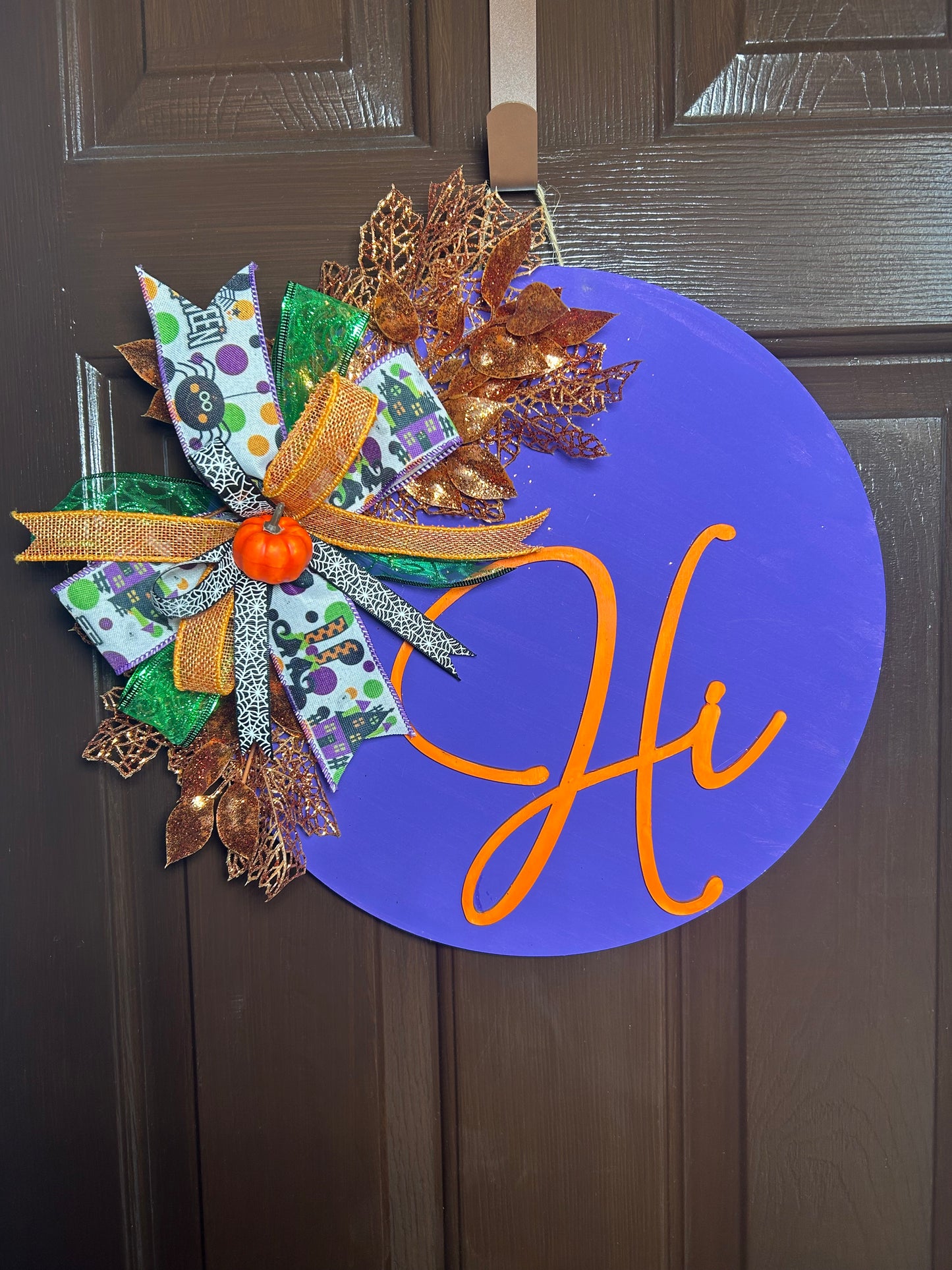 "Hi" Purple Halloween Door Hanger