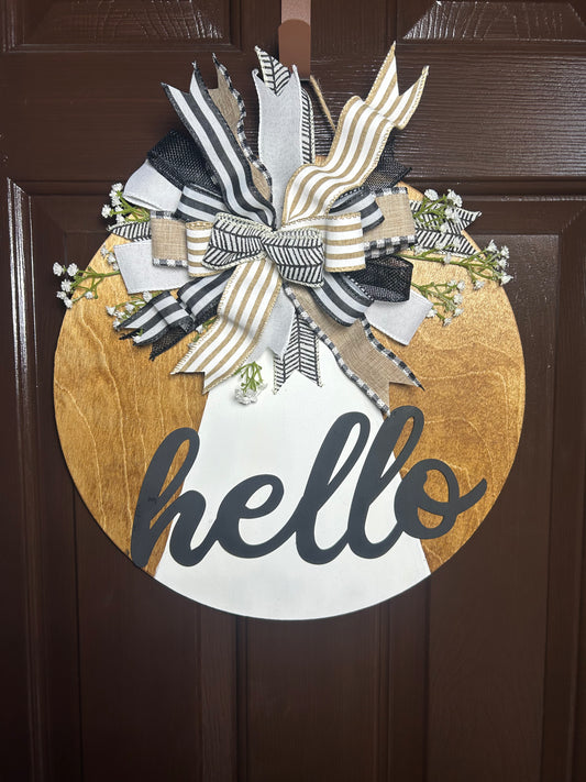 "Hello" White Tree Door Hanger