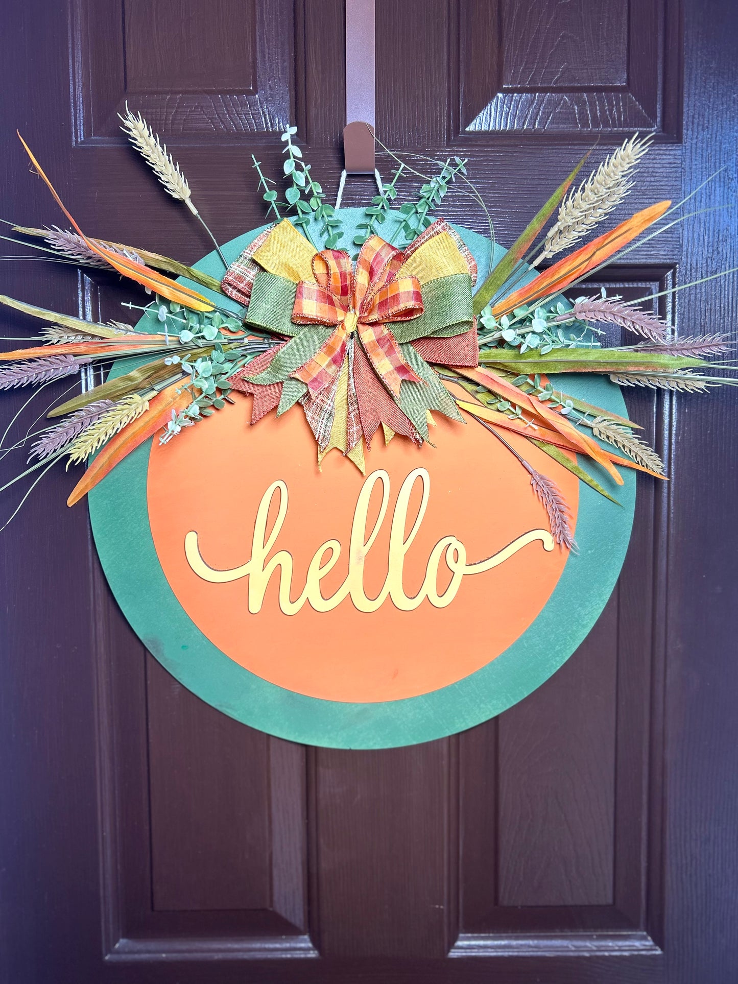 "Hello" Pumpkin Spice Door Hanger (Large - 18")