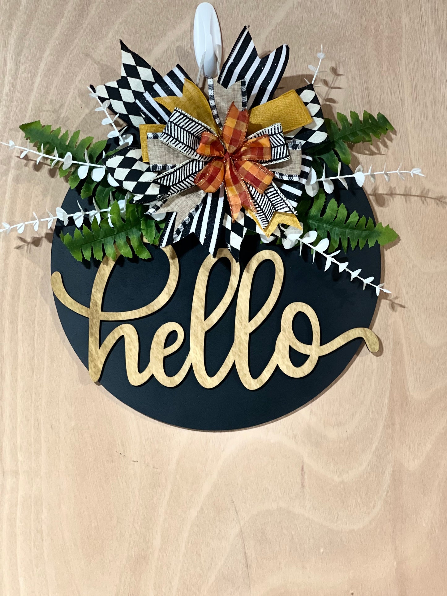 Checks and Stripes Black Door Hanger