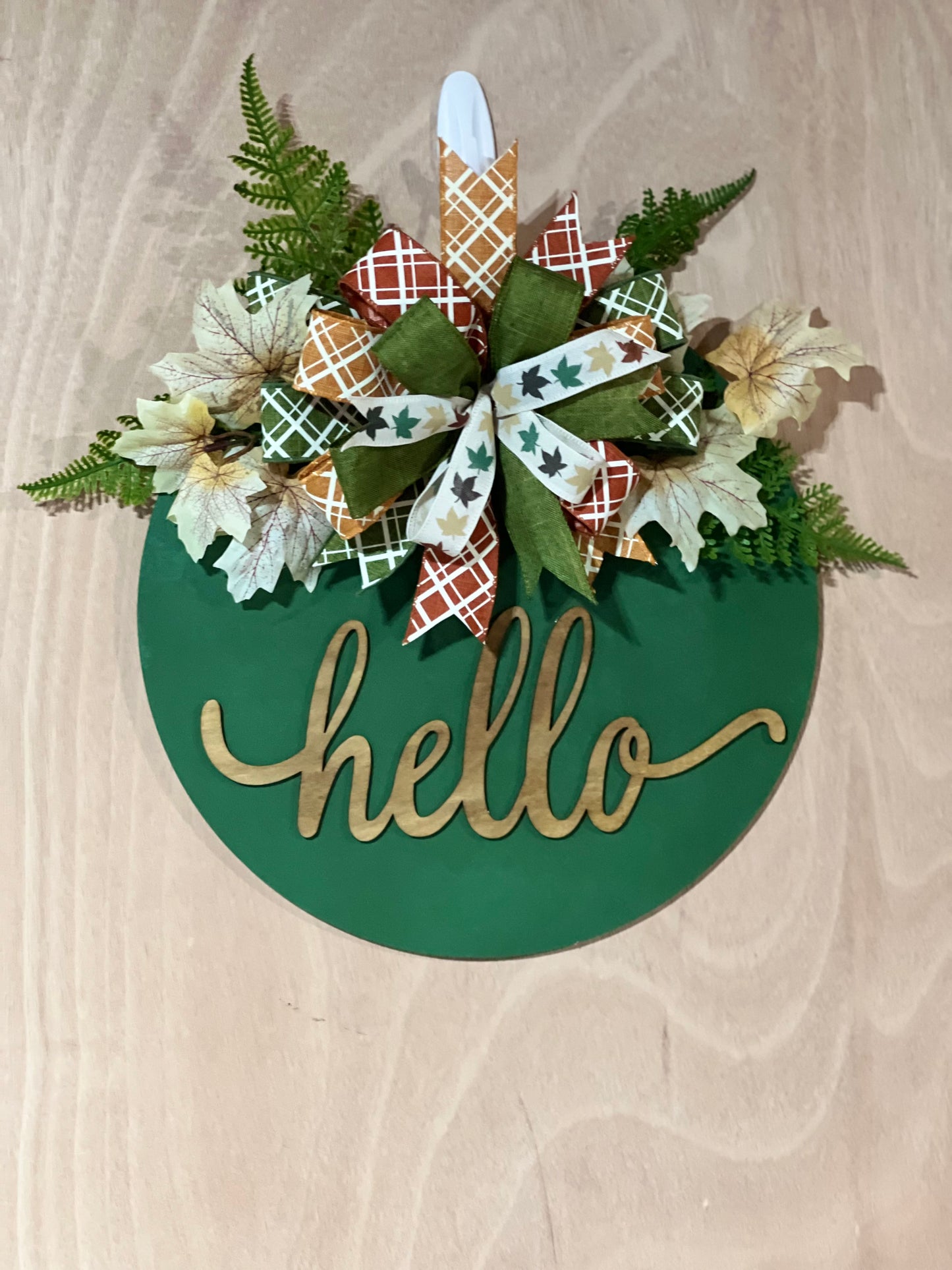 "Hello" Fern Green Door Hanger